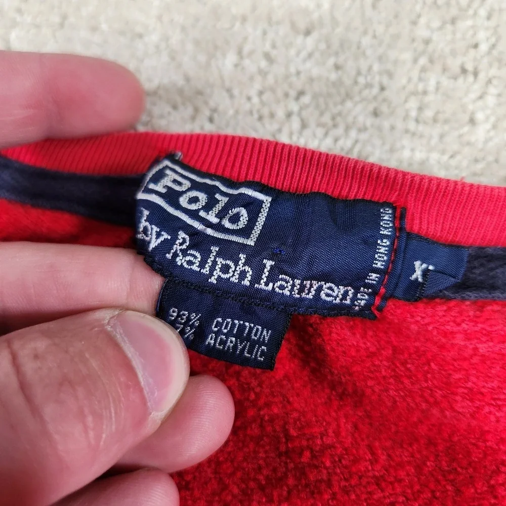 Vintage Polo Ralph Lauren Sweatshirt Men XL‎ Red Crewneck Distressed 90s 80s